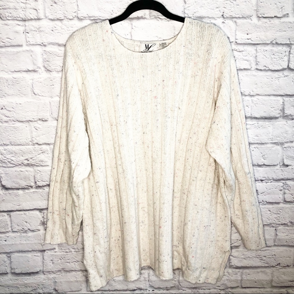 Maggie Lawrence White Multi-Colored Spec Sweater